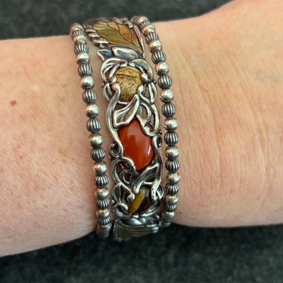 Carolyn Pollack sterling silver Changing Seasons cuff bracelet set. - Picture 7 of 12